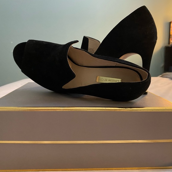 Louise et cie black casual open toe suede heels - Picture 2 of 10
